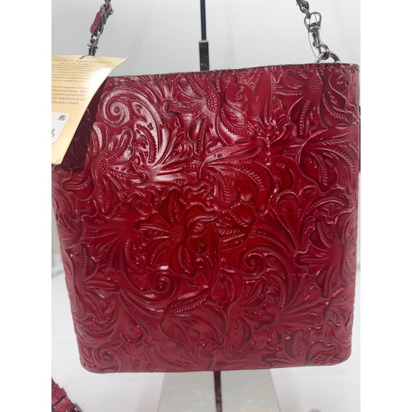 Patricia Nash Handbags - Patricia Nash Ledra Burnished Tooled Leather Crossbody Bag Lava Red P844244X